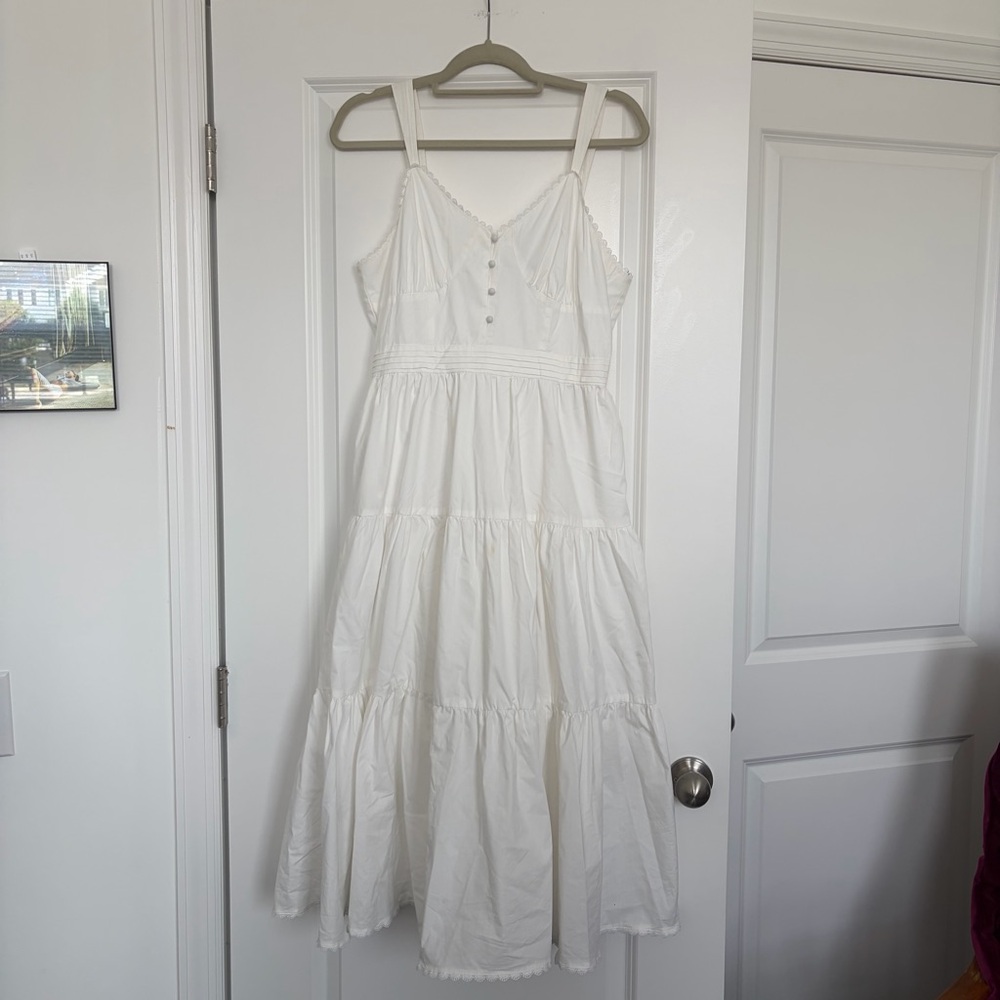 White Tiered Sundress with Button Front